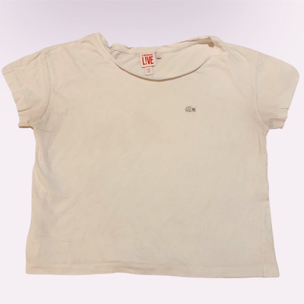 White Cropped Lacoste T-shirt